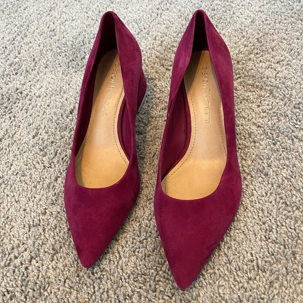 Gibson x Latimer Burgundy Suede Block Heels – Size 9M